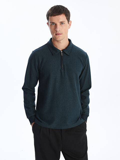 LCWAIKIKI Classic Polo Yaka Uzun Kollu Erkek Sweatshirt - W4L302Z8-MLC
