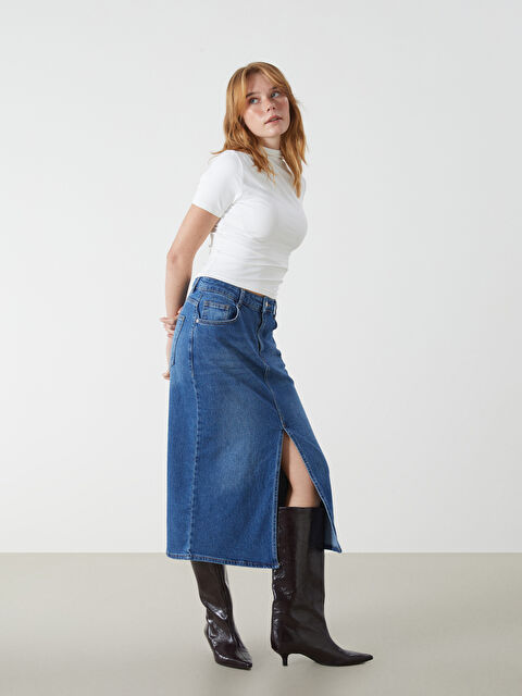 LCW Vision Dar Fit Kadın Jean Etek - W4L393Z8-507