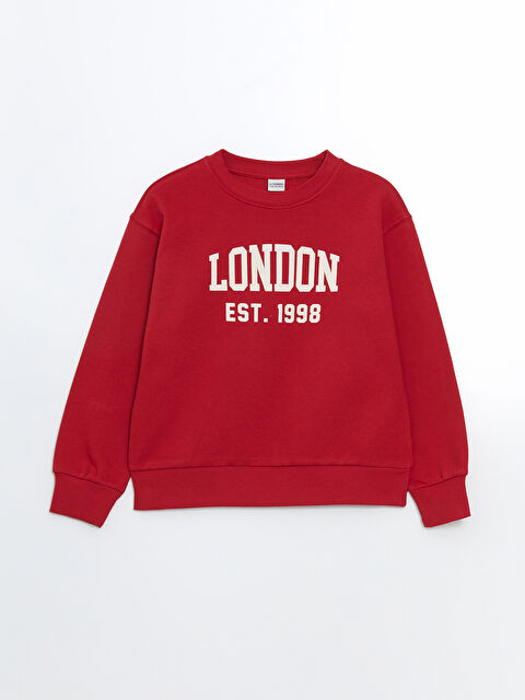 LCW Kids Bisiklet Yaka London Baskılı Kız Çocuk Sweatshirt - W4L500Z4-HJQ