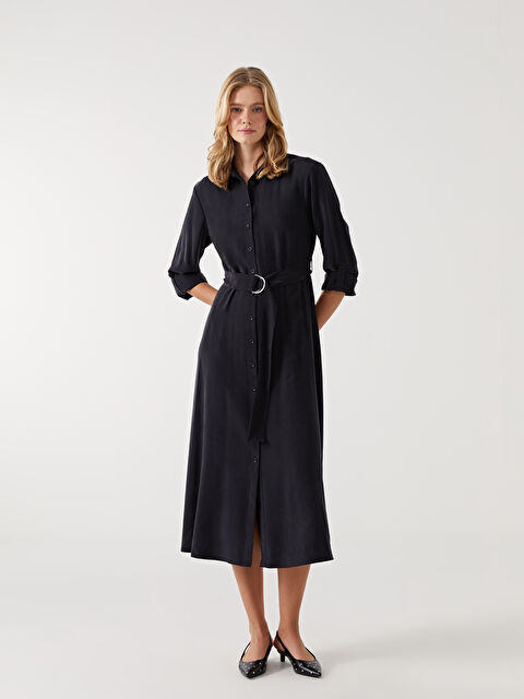 LCW Vision Düz Uzun Kollu Kadın Gömlek Elbise - W4L534Z8-CVL