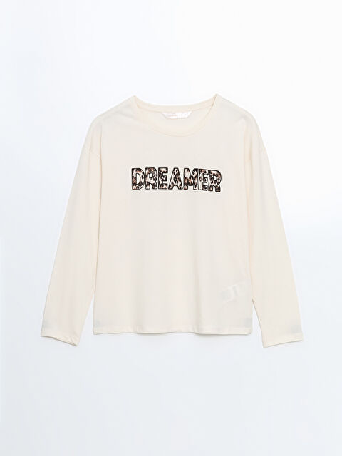 LCW DREAM Bisiklet Yaka Baskılı Kadın Pijama Üstü - W4L561Z8-FQG