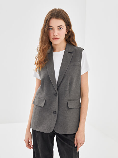 LCW Vision Ceket Yaka Kadın Klasik Yelek - W4L569Z8-CT3