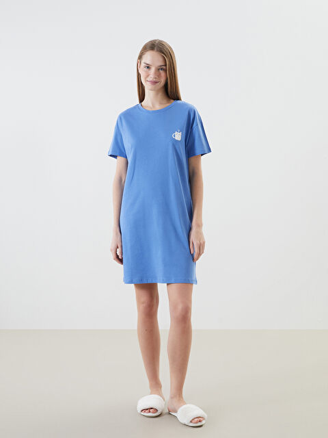 LCW DREAM Bisiklet Yaka Baskılı Kadın Gecelik - W4L624Z8-GPT