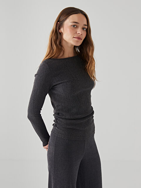 LCW Vision Bisiklet Yaka Dokulu Kadın Bluz - W4L629Z8-JQN