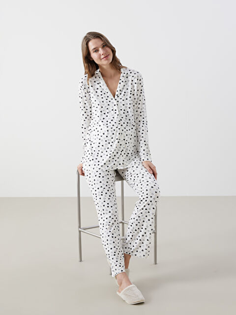 LCW DREAM Gömlek Yaka Baskılı Hamile Pijama Takımı - W4L638Z8-LRA