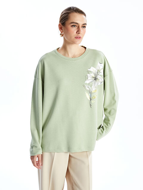 LCWAIKIKI Basic Bisiklet Yaka Çiçekli Kadın Bluz - W4L656Z8-FJY