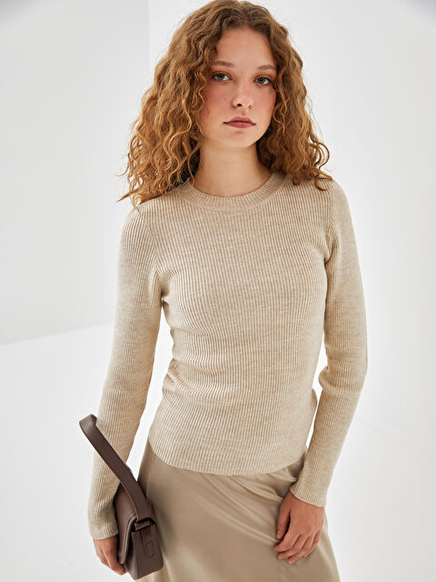 LC WAIKIKI Bisiklet Yaka Dokulu Kadın Triko Kazak - W4L686Z8-CV5