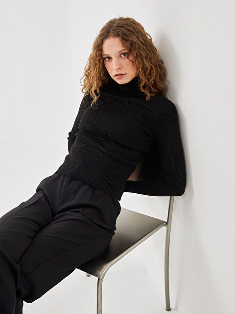 LC WAIKIKI Balıkçı Yaka Dokulu Kadın Triko Kazak - W4L693Z8-CVL