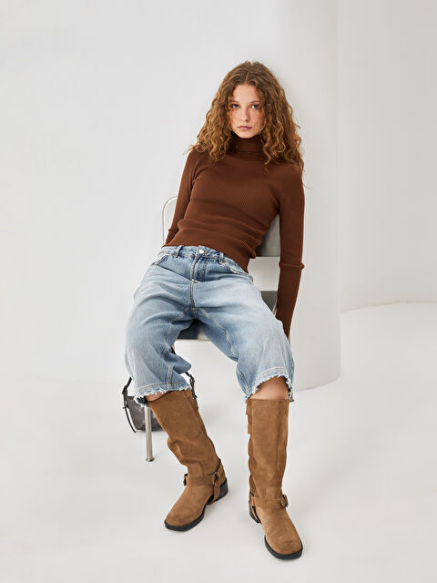 LC WAIKIKI Balıkçı Yaka Dokulu Kadın Triko Kazak - W4L693Z8-YZD