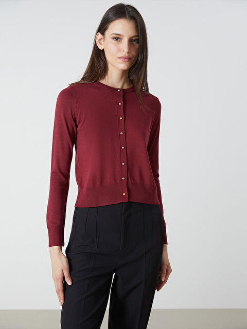 LCW Vision Bisiklet Yaka Kadın Triko Hırka - W4L740Z8-HQT