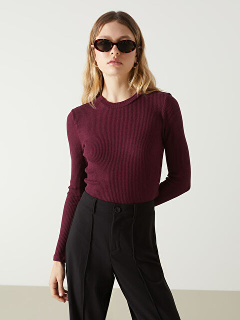 LCW Vision Bisiklet Yaka Dokulu Kadın Body - W4L777Z8-HNV