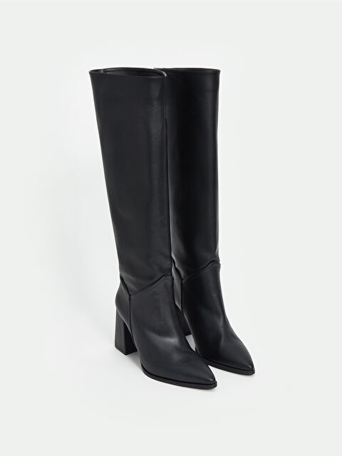 KOOR Deri Görünümlü Kadın Diz Üstü Çizme - W4L819Z8-HUC