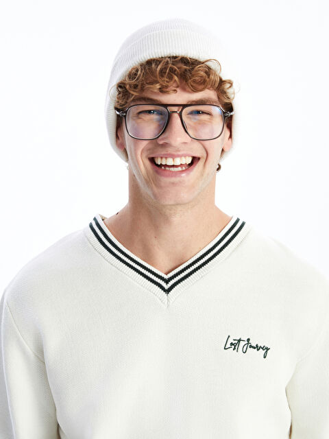 XSIDE V Yaka Uzun Kollu Erkek Triko Kazak - W4L978Z8-EEW