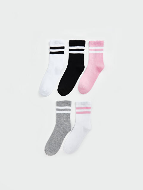 LCW Kids Çizgili Kız Çocuk Soket Çorap 5'li - W4LA08Z4-JYX