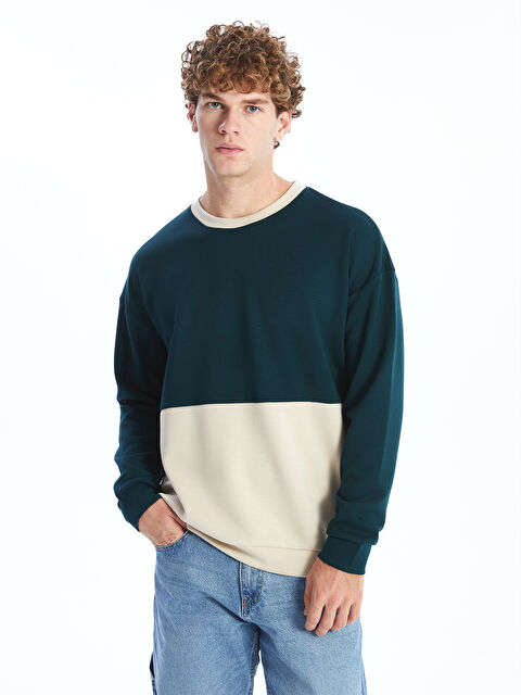 XSIDE Bisiklet Yaka Uzun Kollu Renk Bloklu Erkek Sweatshirt - W4LA16Z8-J3M