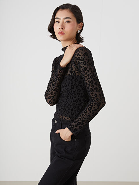 LCW Vision Dik Yaka Desenli Kadın Bluz - W4LA18Z8-CVL