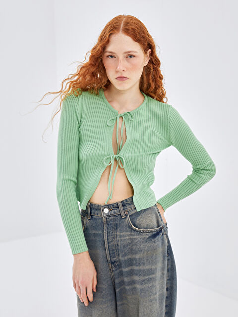 LC WAIKIKI Bağlamalı Yaka Kadın Triko Hırka - W4LA37Z8-TPT