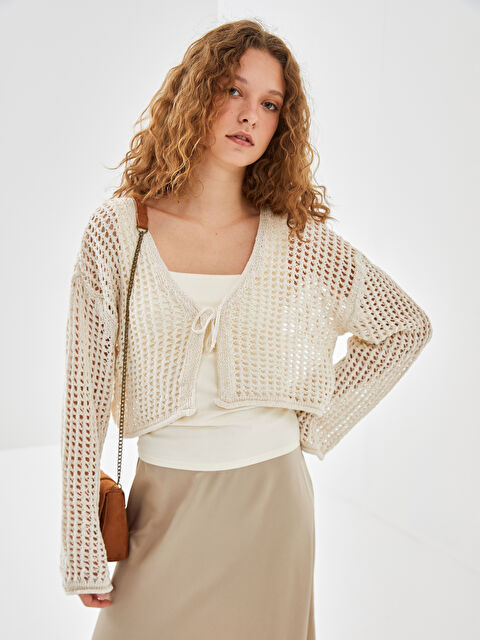 LC WAIKIKI V Yaka Ajurlu Kadın Triko Hırka - W4LA40Z8-R9J