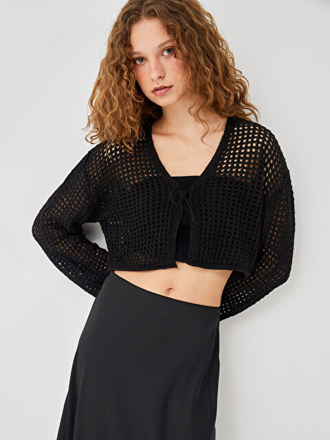 LC WAIKIKI V Yaka Ajurlu Kadın Triko Hırka - W4LA40Z8-CVL