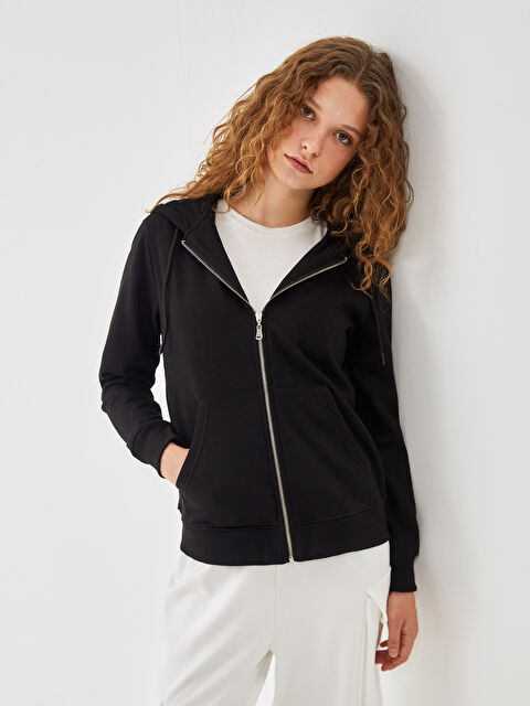 LC WAIKIKI Kapüşonlu Kadın Fermuarlı Sweatshirt - W4LA50Z8-CVL