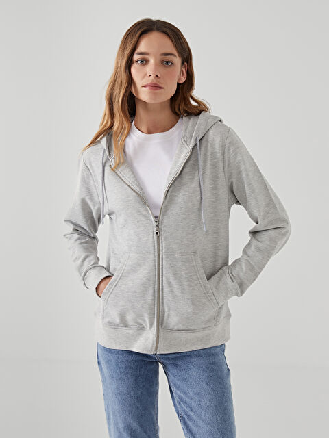 LC WAIKIKI Kapüşonlu Kadın Fermuarlı Sweatshirt - W4LA50Z8-LAL