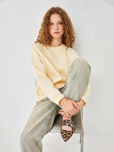 LC WAIKIKI Bisiklet Yaka Oversize Kadın Sweatshirt - W4LA57Z8-FEZ