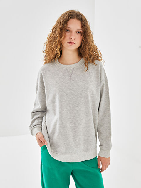 LC WAIKIKI Bisiklet Yaka Oversize Kadın Sweatshirt - W4LA57Z8-LAL