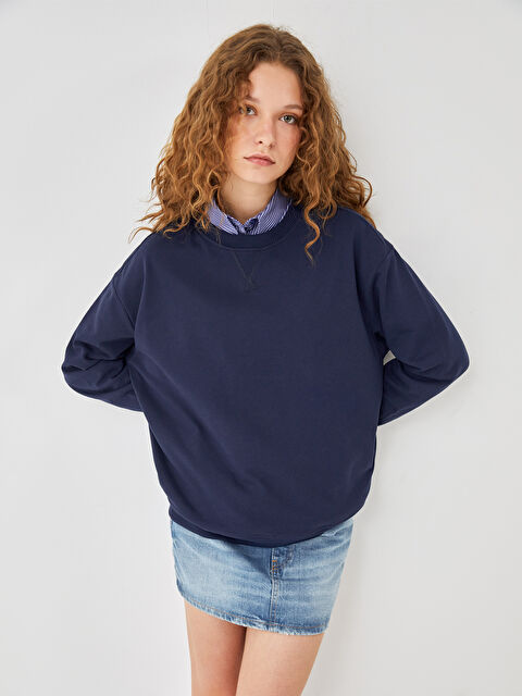 LC WAIKIKI Bisiklet Yaka Oversize Kadın Sweatshirt - W4LA57Z8-RFH