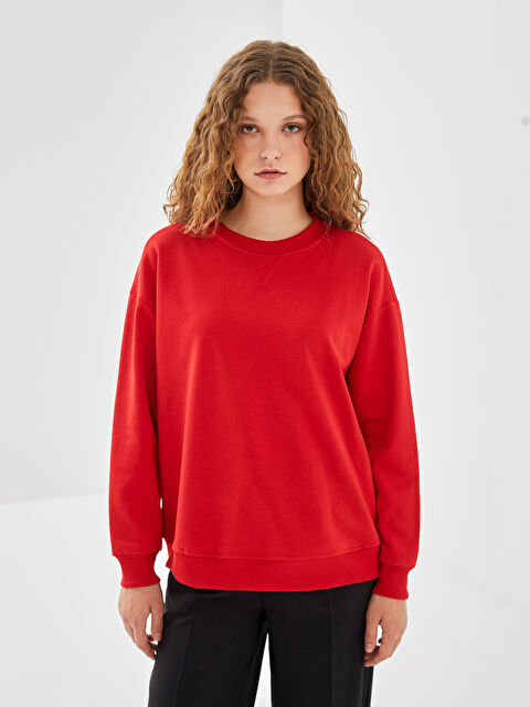 LC WAIKIKI Bisiklet Yaka Oversize Kadın Sweatshirt - W4LA57Z8-SWY