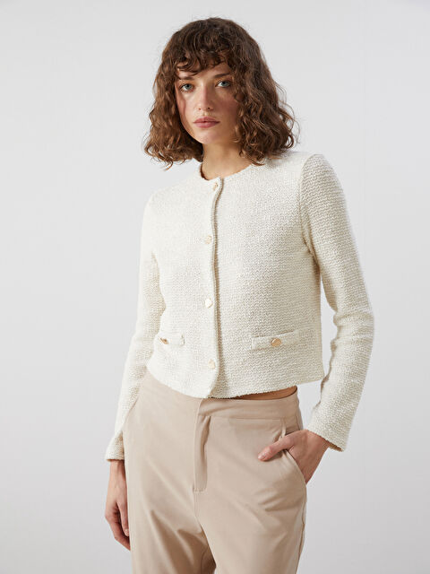 LCW Vision Bisiklet Yaka Dokulu Kadın Hırka - W4LB20Z8-FDV