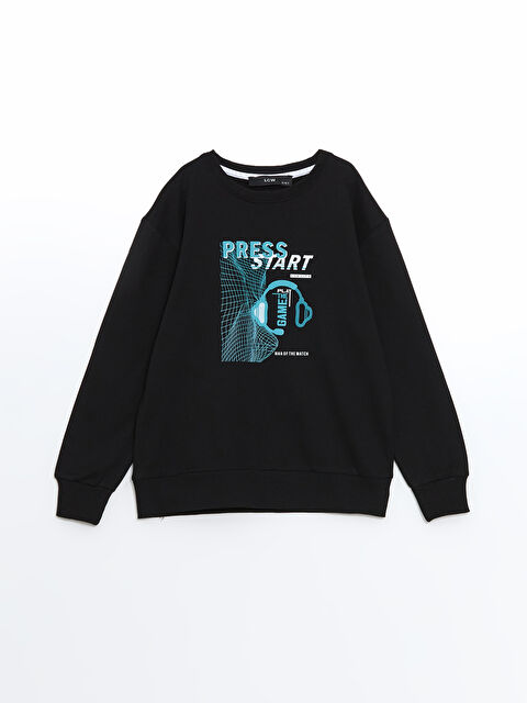 LCW Kids Bisiklet Yaka Baskılı Erkek Çocuk Sweatshirt - W4LB40Z4-HEG