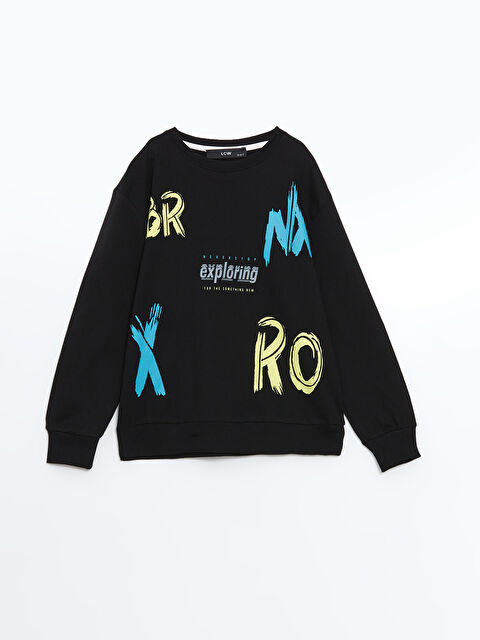 LCW Kids Bisiklet Yaka Baskılı Erkek Çocuk Sweatshirt - W4LB41Z4-HEG