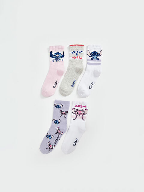 LCW Kids Stitch Desenli Kız Çocuk Soket Çorap 5'li - W4LB72Z4-J3S