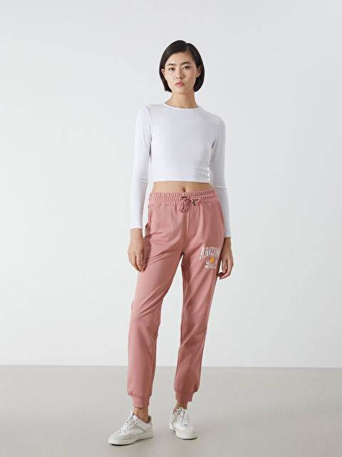 LC WAIKIKI Beli Lastikli Baskılı Kadın Jogger Eşofman Altı - W4LB78Z8-DMT