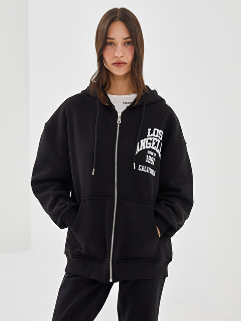 LC WAIKIKI Baskılı Kadın Fermuarlı Sweatshirt - W4LB80Z8-3Q5