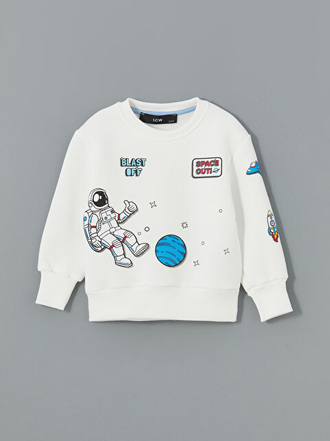 LCW Kids Bisiklet Yaka Baskılı Erkek Çocuk Sweatshirt - W4LB95Z1-FDU