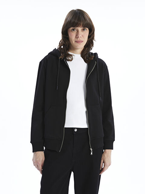 LC WAIKIKI Kapüşonlu Kadın Fermuarlı Sweatshirt - W4LC01Z8-CVL