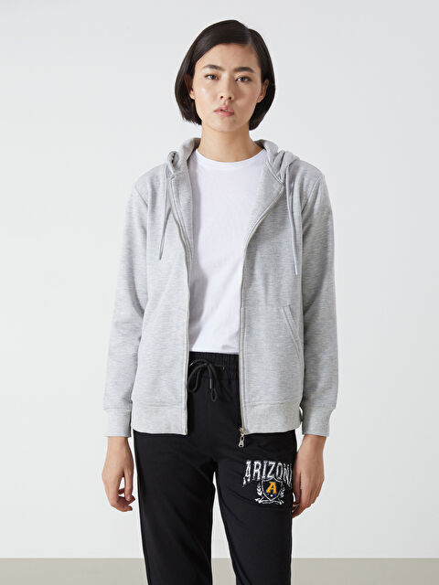 LC WAIKIKI Kapüşonlu Kadın Fermuarlı Sweatshirt - W4LC01Z8-LAL