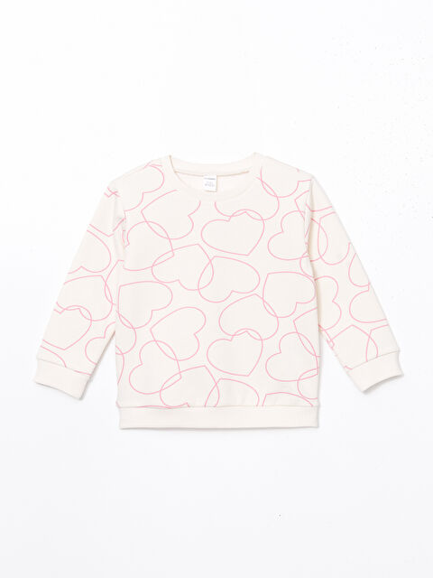 LCW Kids Bisiklet Yaka Baskılı Kız Çocuk Sweatshirt - W4LC33Z1-LT4