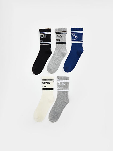 LCW Kids Desenli Erkek Çocuk Soket Çorap 5'li - W4LC53Z4-K00