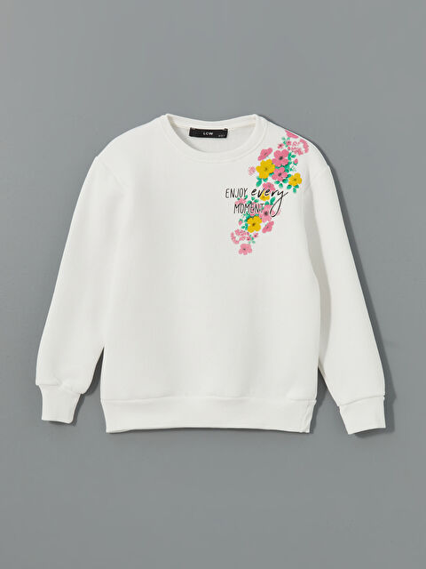 LCW Jeans Bisiklet Yaka Baskılı Kız Çocuk Sweatshirt - W4LD62Z4-FDU