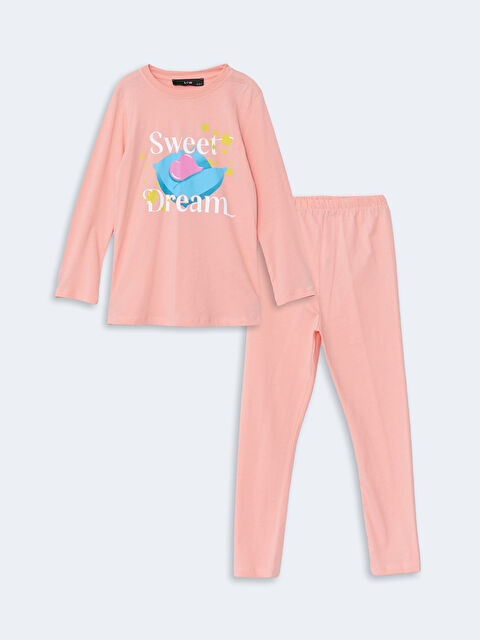 LCW Kids Bisiklet Yaka Kız Çocuk Pijama Takım - W4LD67Z4-DHT