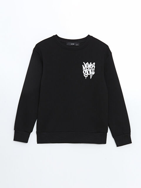 LCW Kids Bisiklet Yaka Baskılı Erkek Çocuk Sweatshirt - W4LD75Z4-HEG