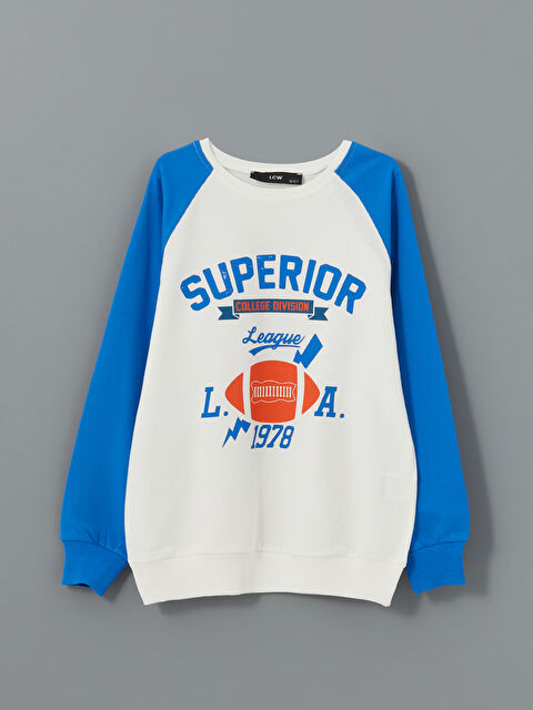 LCW Kids Bisiklet Yaka Baskılı Erkek Çocuk Sweatshirt - W4LD76Z4-GJY