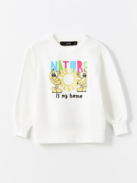 LCW Kids Bisiklet Yaka Baskılı Kız Bebek Sweatshirt - W4LE27Z1-FDU