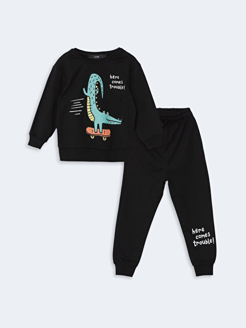 LCW Kids Bisiklet Yaka Baskılı Erkek Bebek Eşofman Takım - W4LE35Z1-HEG