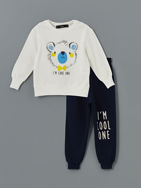 LCW Kids Bisiklet Yaka Baskılı Erkek Bebek Eşofman Takım - W4LE37Z1-HSF