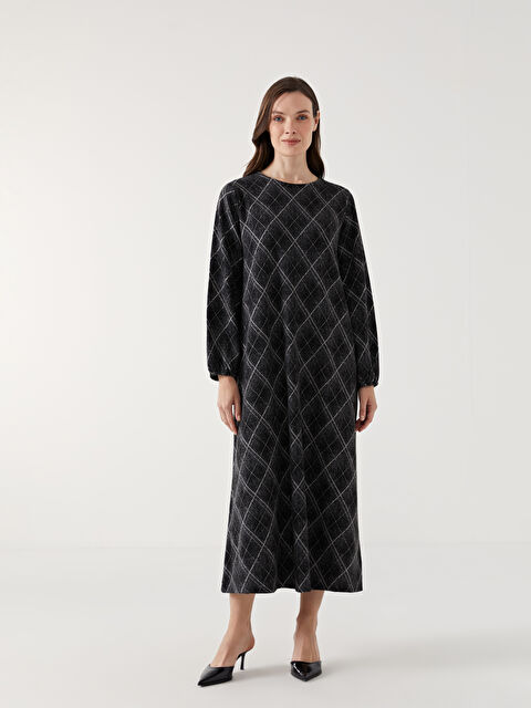 LCW Grace Bisiklet Yaka Desenli Elbise - W4LE53Z8-MHS