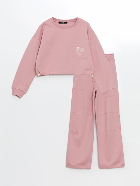 LCW Kids Bisiklet Yaka Baskılı Kız Çocuk Eşofman Takım - W4LF16Z4-FSX