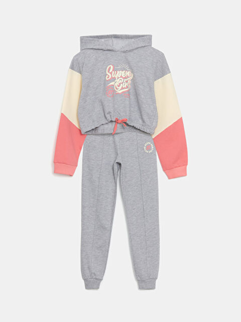 LCW Kids Kapüşonlu Kız Çocuk Eşofman Takım - W4LF19Z4-DEK